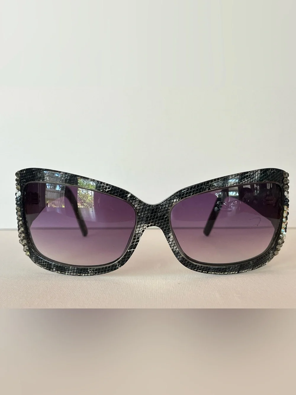 Jimmy Crystal GL840 C50 Swarovski Butterfly Oversized Sunglasses Black